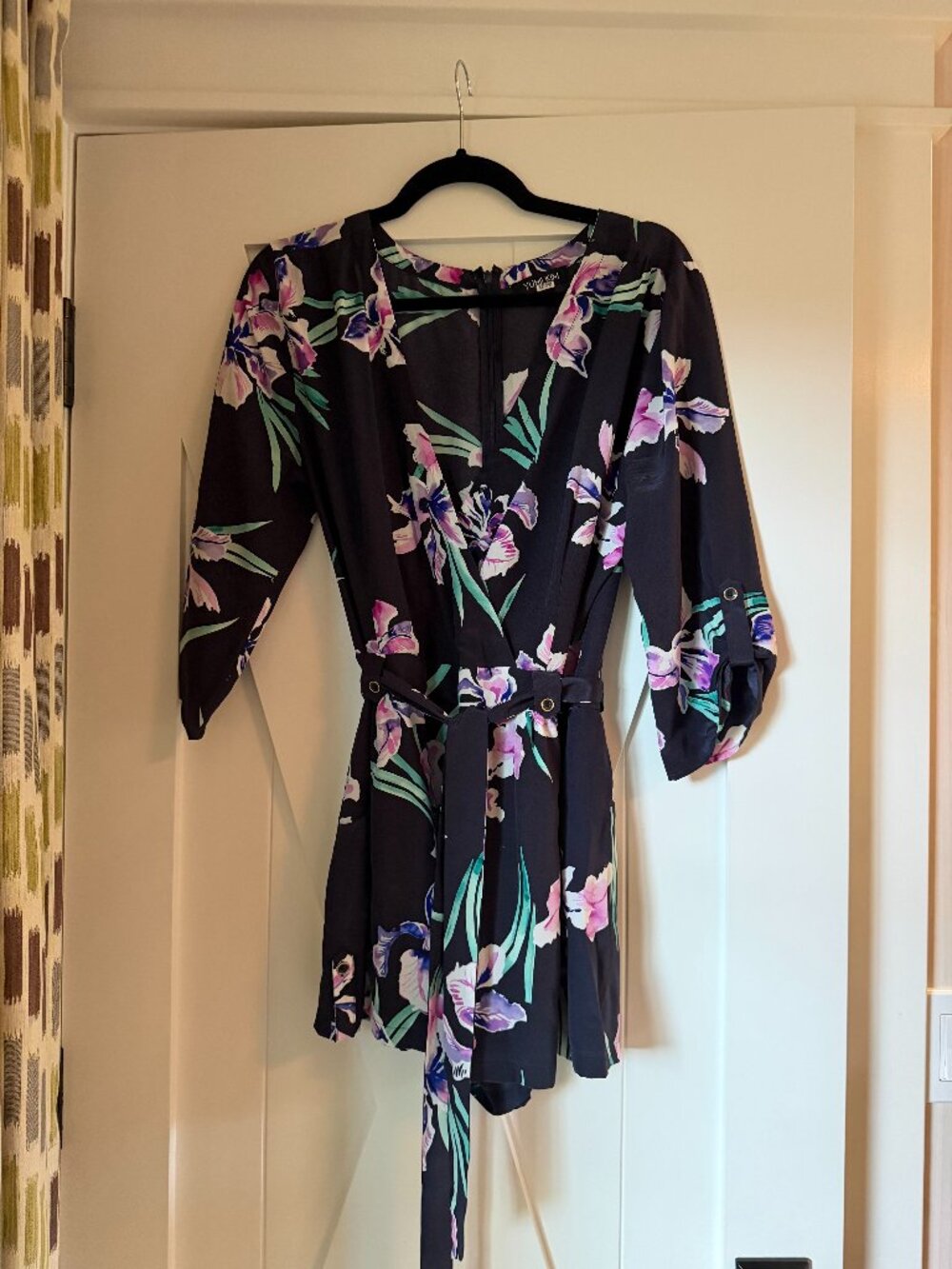 Yumi Kim Kandace Silk Romper - Navy Floral - Size L